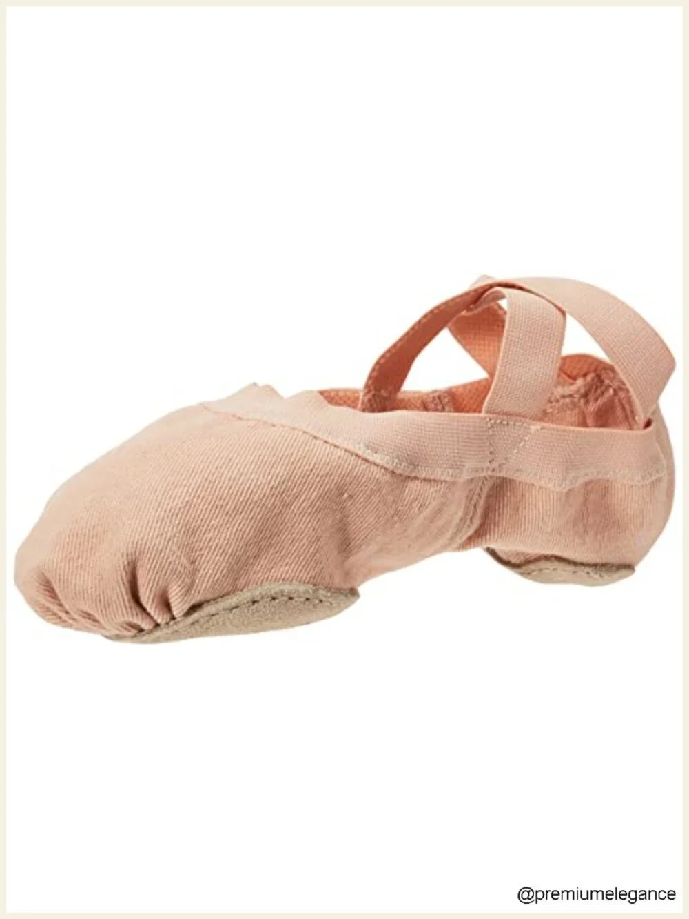 Stretch Canvas Split Sole Ballet Slipper, Elastic Cross Straps, Dance Shoes